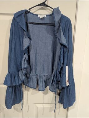 Women's Blue Ruffle Jean Jacket